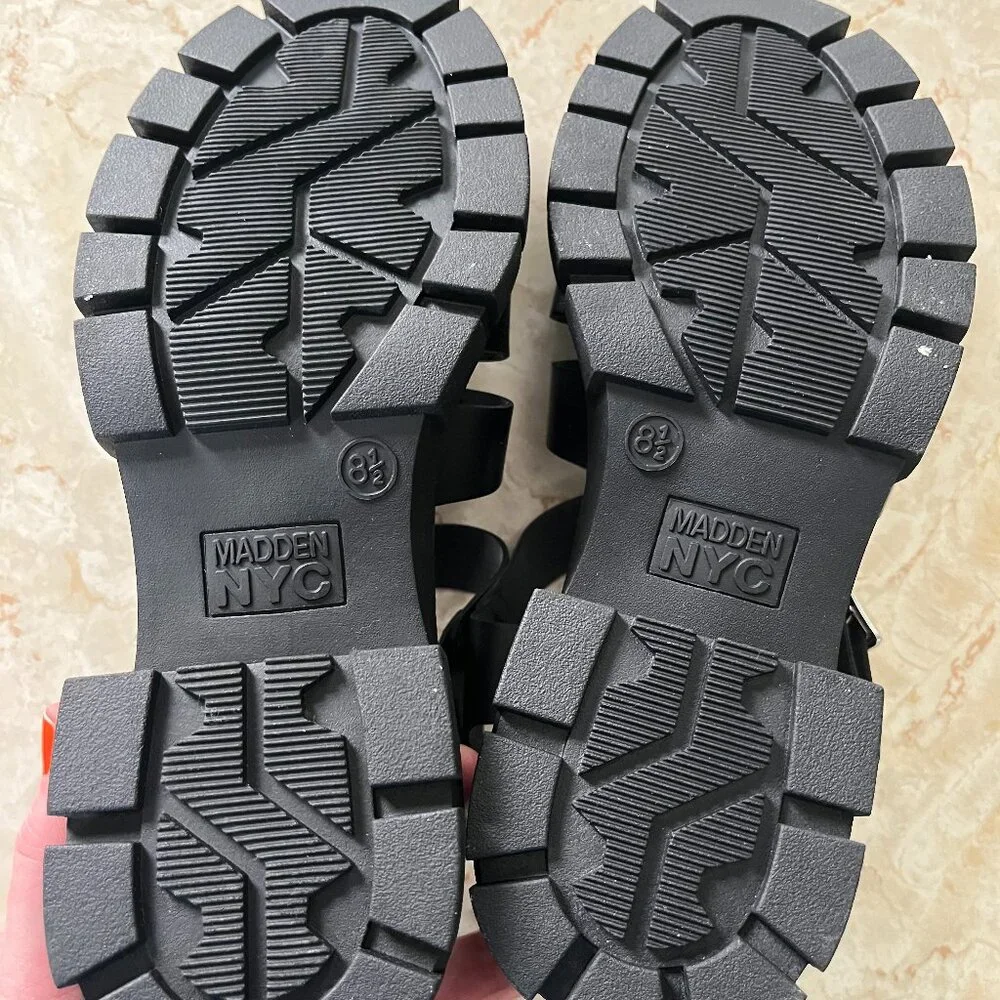 NWOB Madden NYC Sz 8.5 Genesis Fisherman Block Heel Sandals in Black - Picture 8 of 10